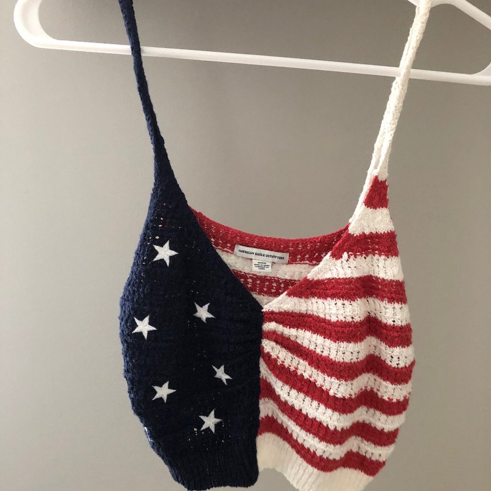 American Eagle American Flag Cropped Tank